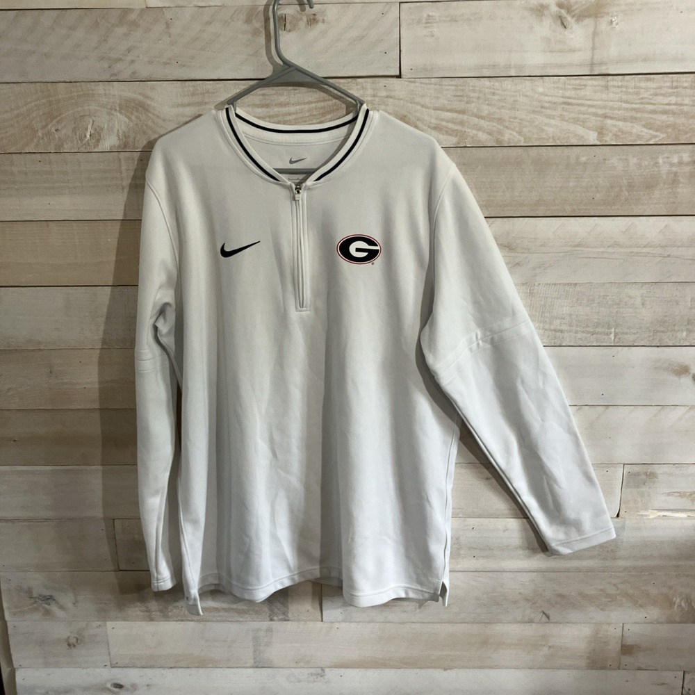 Nike DRI-FIT Georgia Bulldogs 1/4 Zip Mock Neck Pullover White L